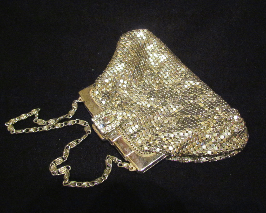 Art Deco Purse 1930s Whiting Davis Rhinestone Silver Mesh Handbag Wedd ...