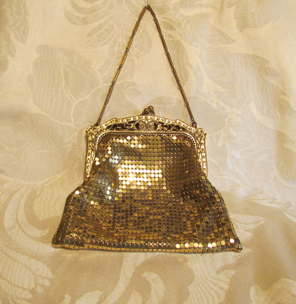 1930s Whiting Davis Gold Mesh Purse Vintage Small Wedding Handbag Form ...