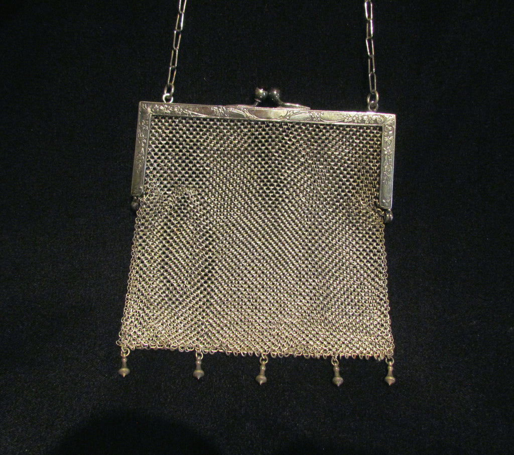 Antique German Silver Purse ChainMail Purse Victorian Mesh Bag Pink Ca ...