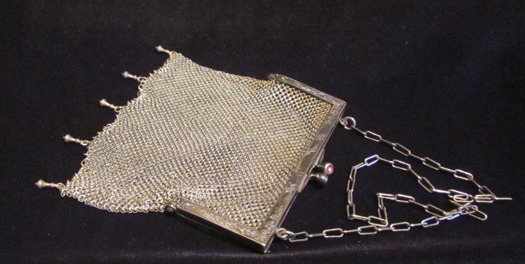 Antique German Silver Purse ChainMail Purse Victorian Mesh Bag Pink Ca – Power Of One Designs