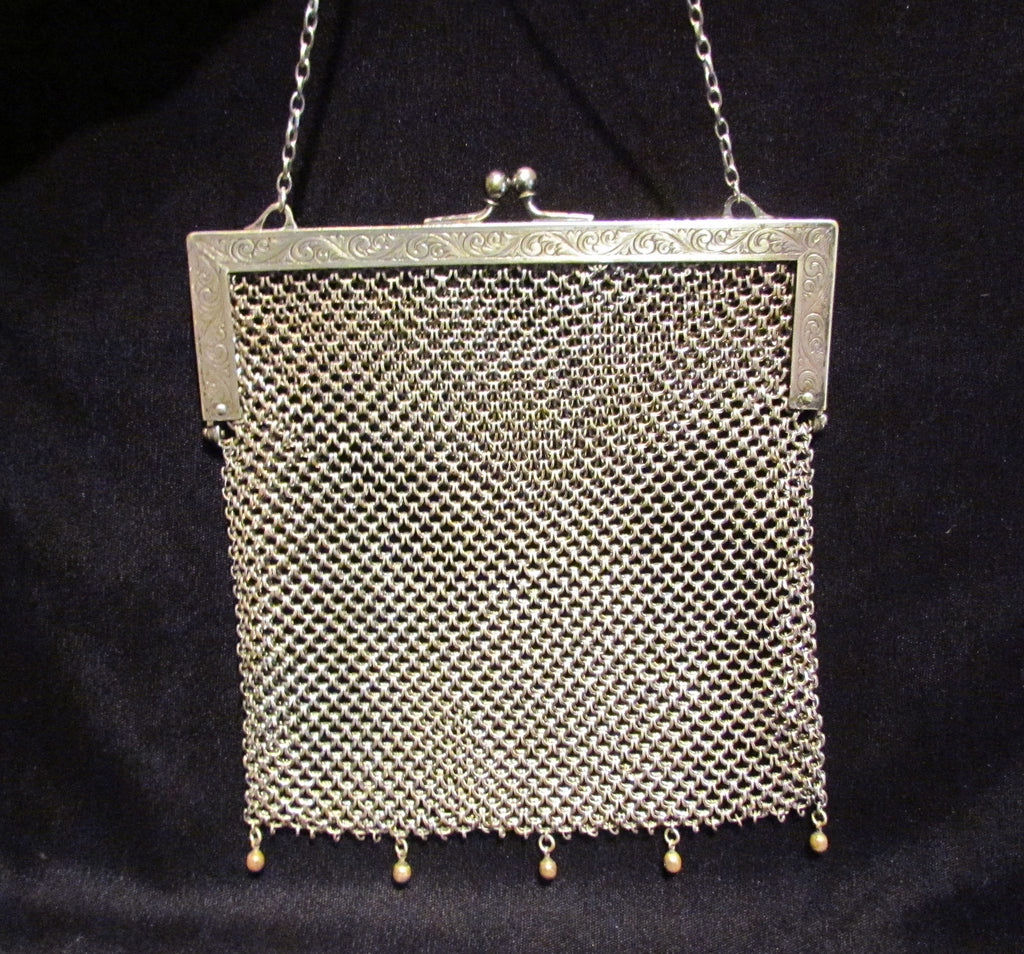 Antique Silver ChainMail Purse Victorian Soldered Mesh Chain Mail ...
