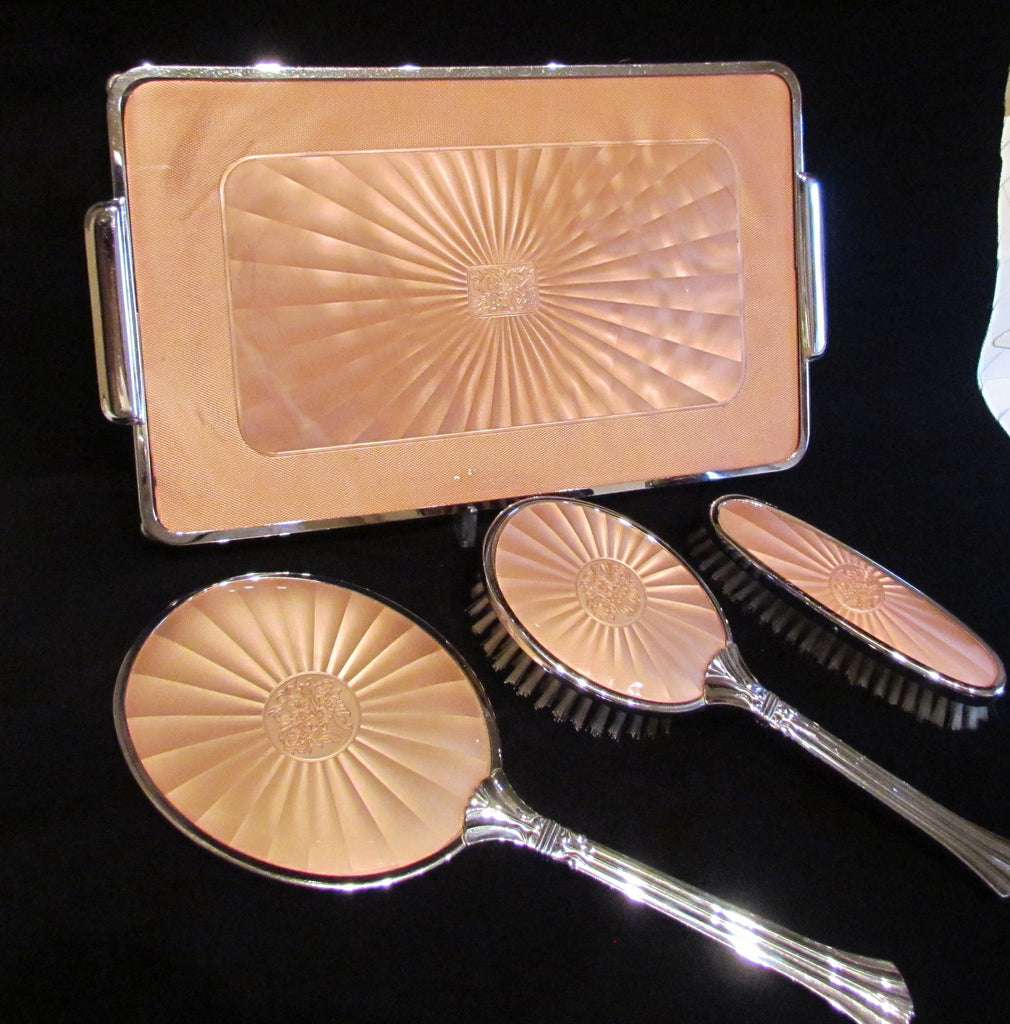 1940s Picadilly Vanity Set Mirror Brush Tray Clothing Brush