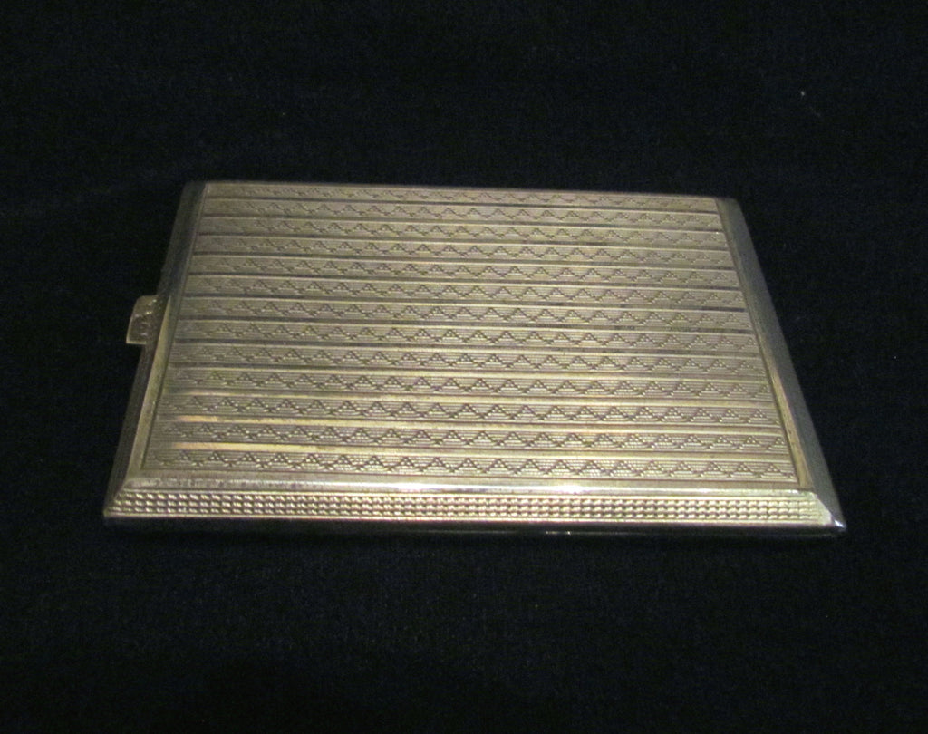 1930 S Sterling Silver Cigarette Case 24Kt Gold Inlay