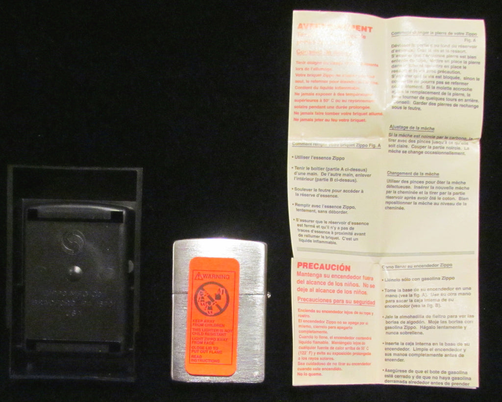 Zippo Silver Lighter USA Sealed Unused Pocket Lighter In Original Case ...