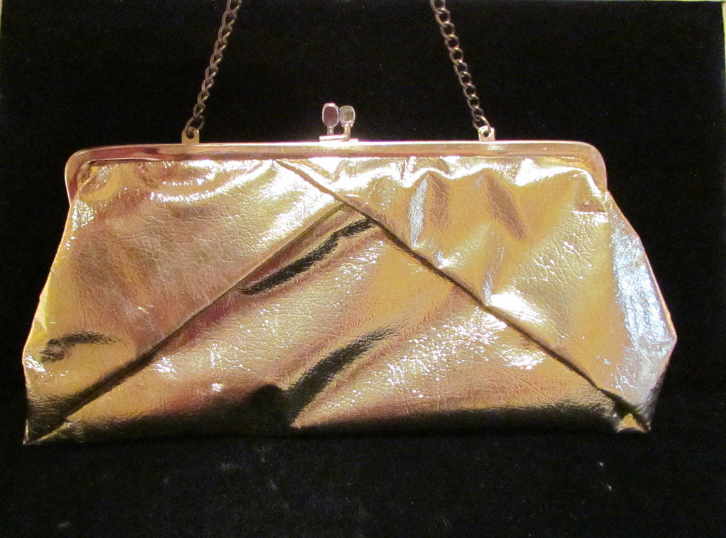 1970s Lamé Clutch Purse Gold Tuck Away Chain Purse Formal Evening Bag ...