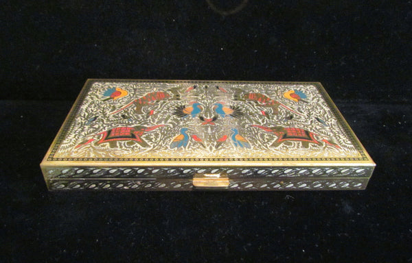 Vintage Volupte Compact Purse & Cigarette Case 1950s Enameled Asian An