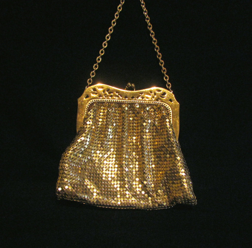 1940s Whiting & Davis Purse Gold Mesh Evening Bag Wedding Bridal Handb ...
