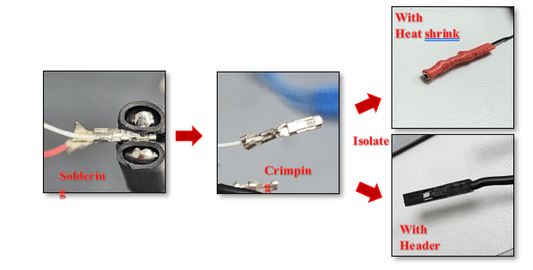 Example of the steps to do to make the connector pin