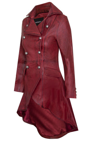 Leather Flare Coat for Women UK
