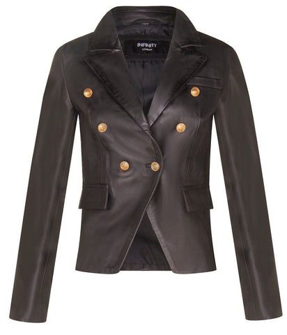 Women Classic Leather Military Blazer Jacket UK