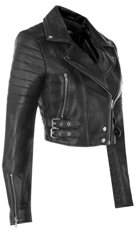 Women Cropped Leather Jacket UK