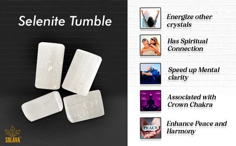 selenite tumble, original selenite tumble, natural selenite tumble, selenite crystal tumble, solava selenite tumble