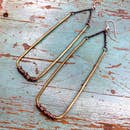 Medium Forged Brass Rectangle Earrings w/ Heishi