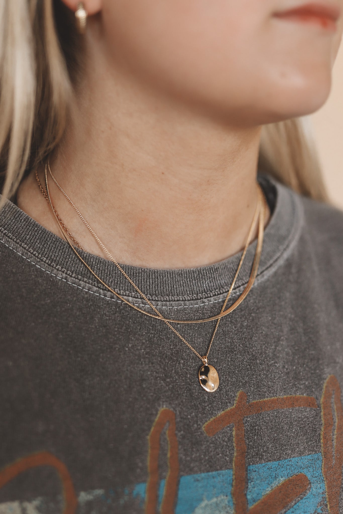 HERRINGBONE + PENDANT LAYERED NECKLACE