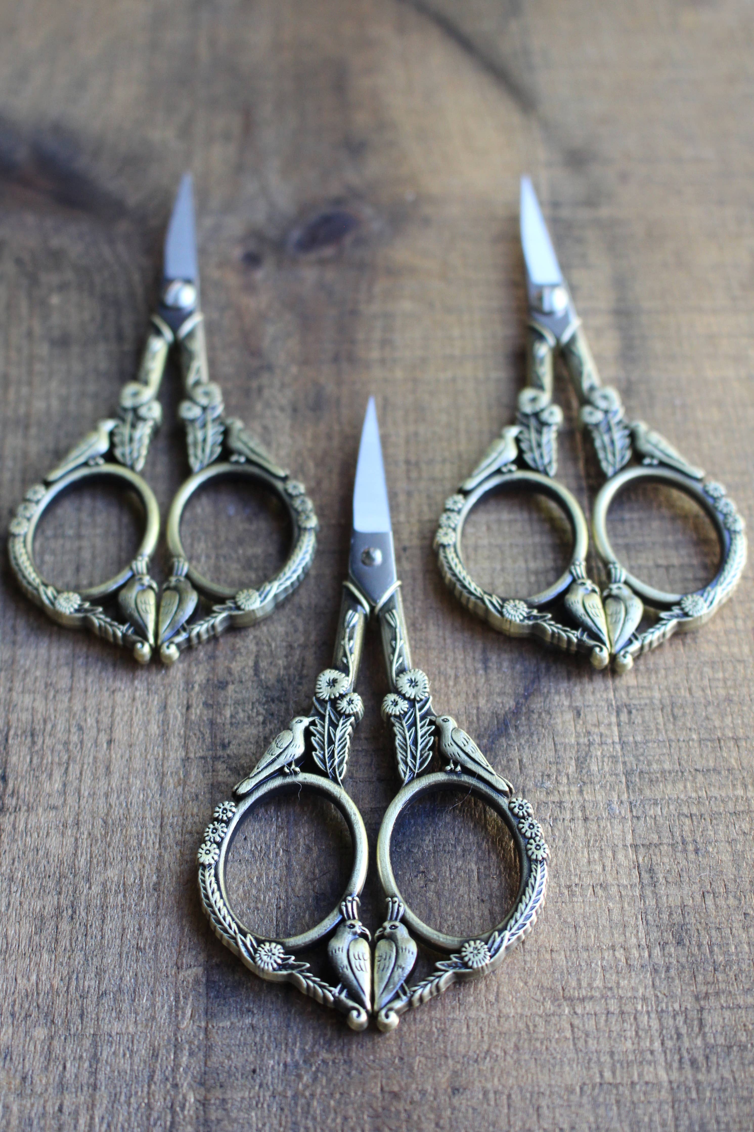 Feathered Friends Scissors Antique GOLD color - 4.5 inches