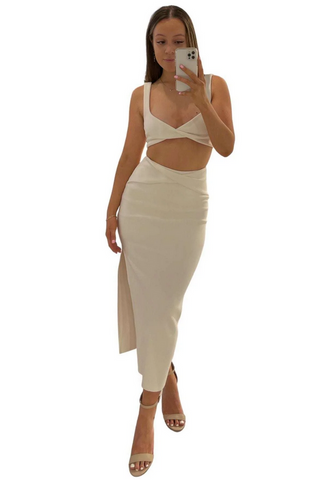 BEC + BRIDGE Clover Crop and Skirt Set (Ivory White)
