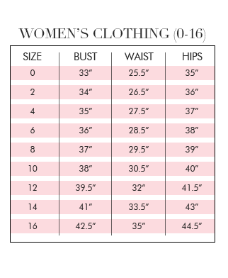 Sizing Guide- by brand | Dress for a Night