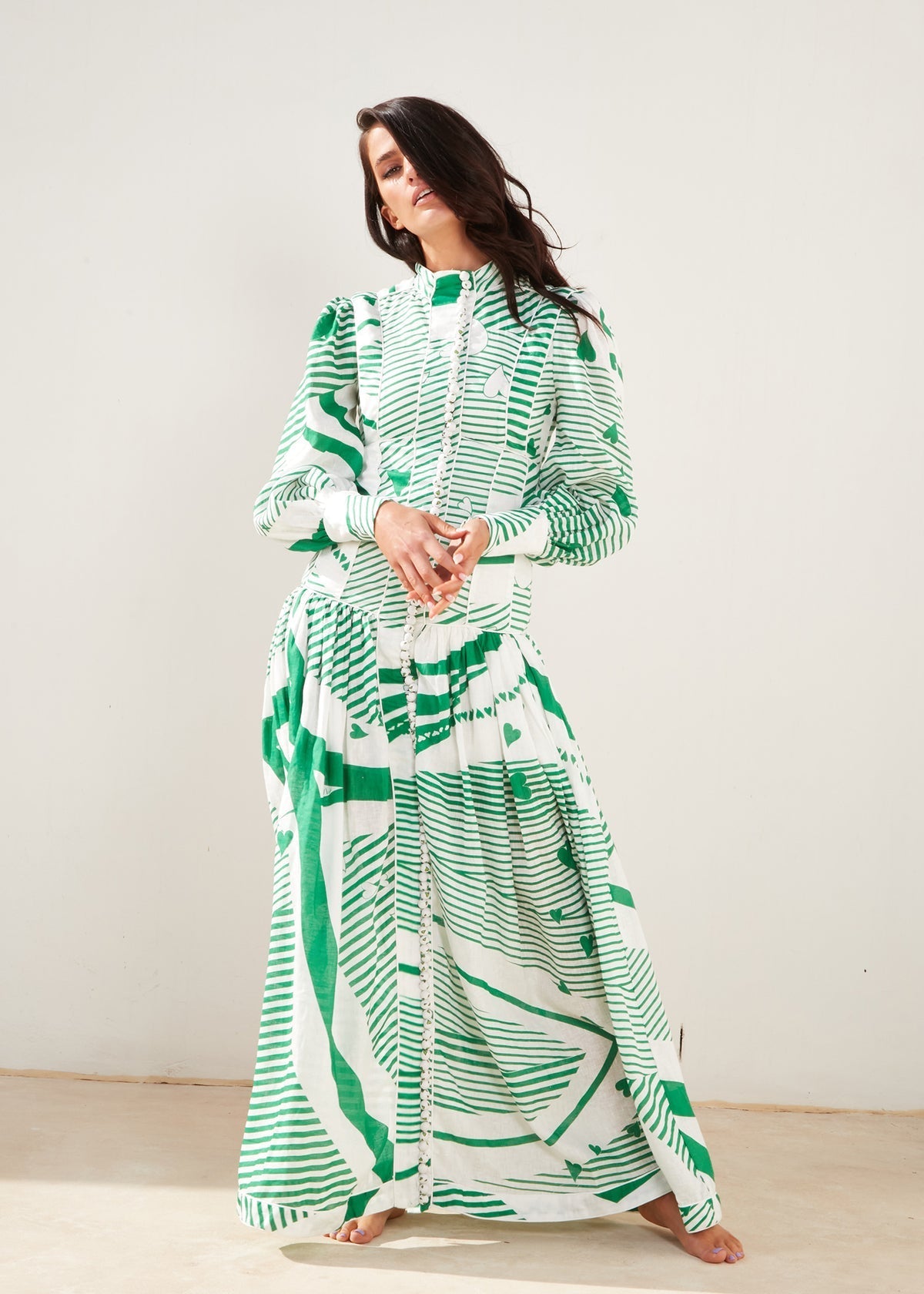 MACKENZIE MODE Button Me Up Maxi (Green)