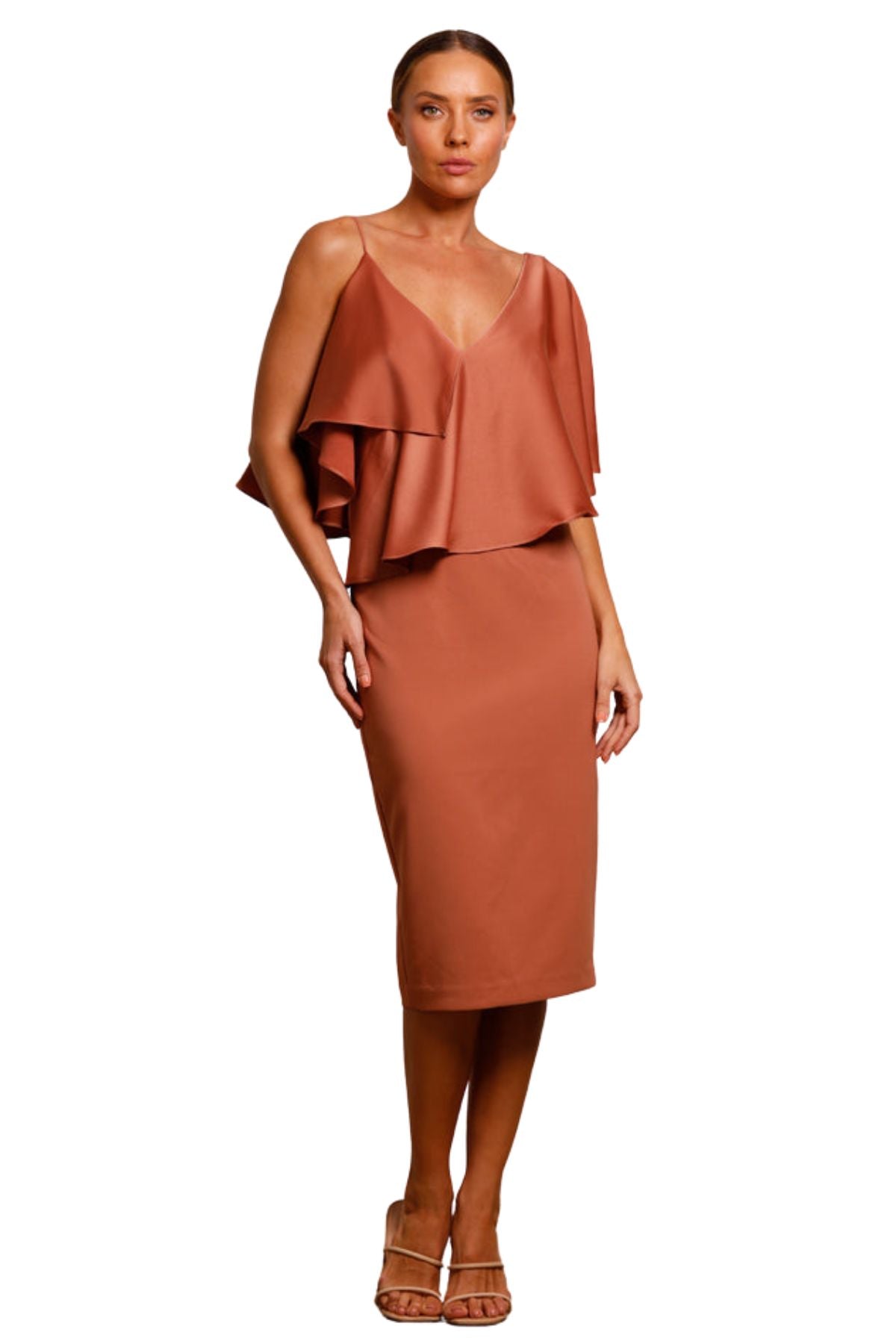 BUY IT PASDUCHAS Siren Drape Midi Dress (Cinnamon)