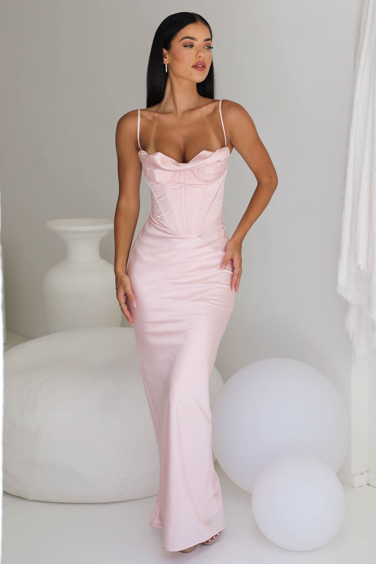 HOUSE OF CB Lulu Drape Midi Corset Dress- Rent this dress!