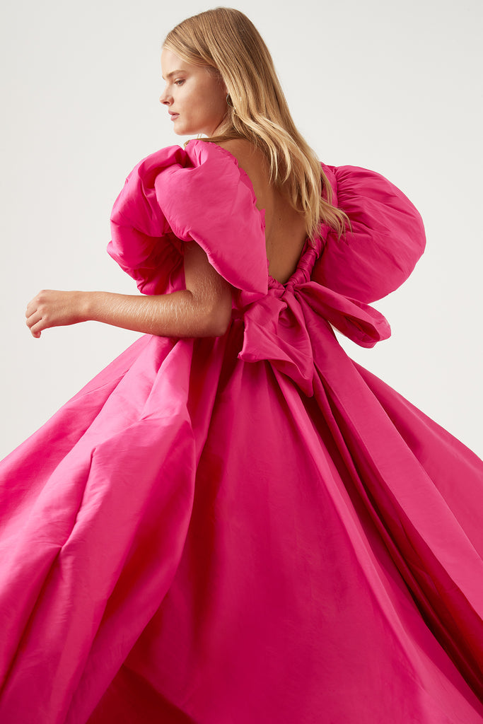 Fuchsia Pink Puff Sleeves Organza Dress, Simple Party Elegant Dress,  Princess Cinderella Dress, Classy Circle Flowy Gown, Cocktail Dress - Etsy  Finland