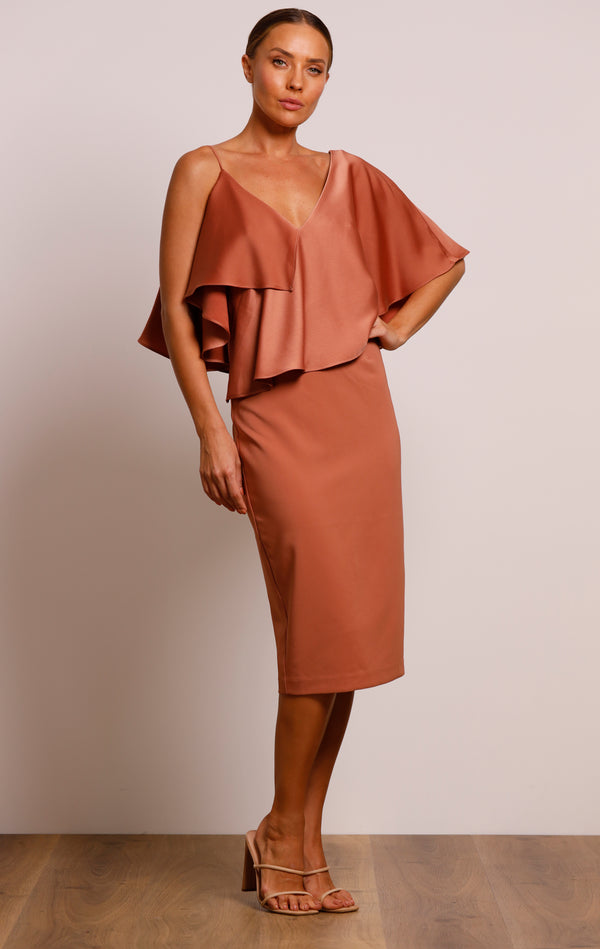 BUY IT PASDUCHAS Siren Drape Midi Dress (Cinnamon)