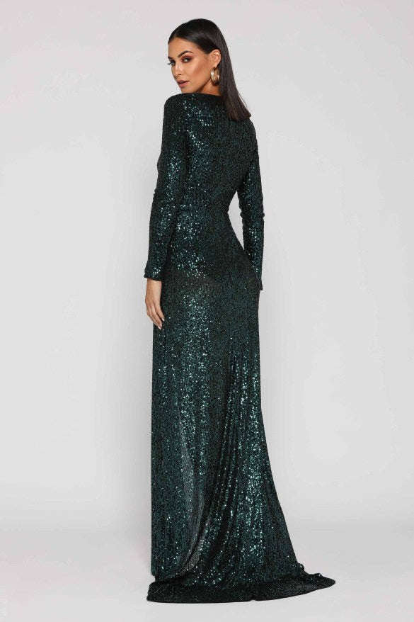 Elle Zeitoune Fontaine Sequin Gown (Emerald Green)- $389