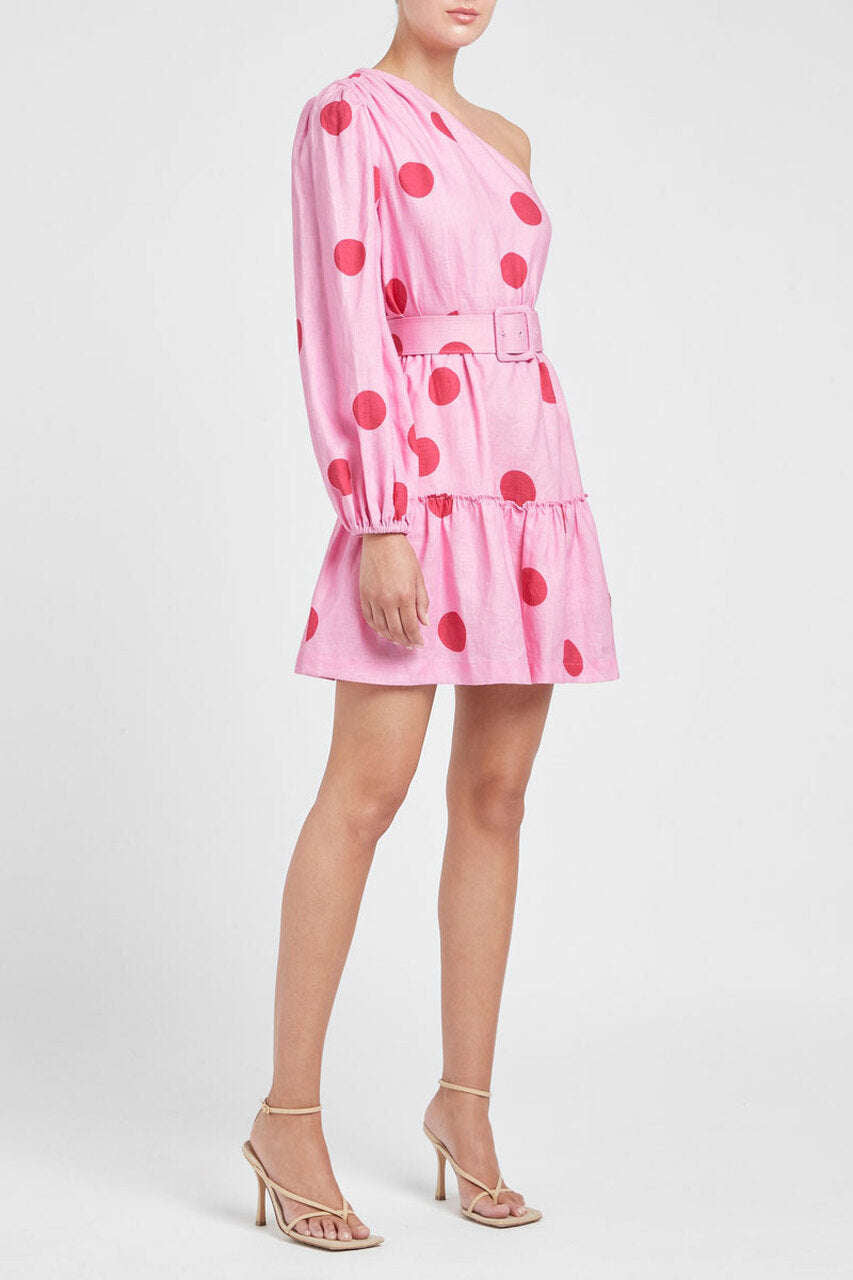 BUY IT REBECCA VALLANCE Dalia one Shoulder Mini Dress (Pink)