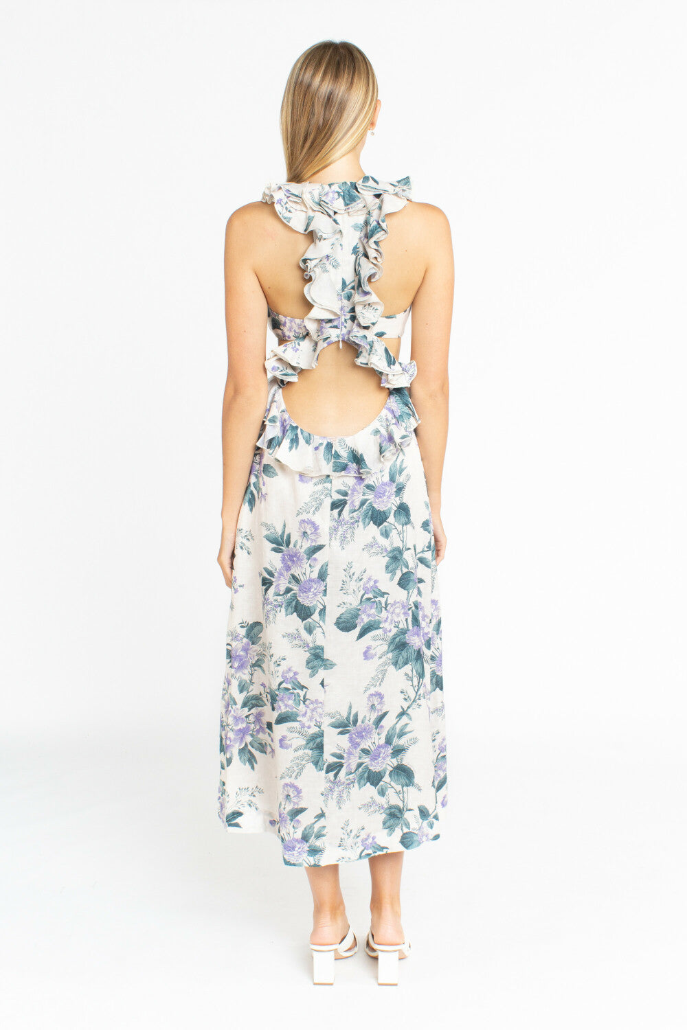 ZIMMERMANN Cassia Ruffle Midi Dress - RRP $696