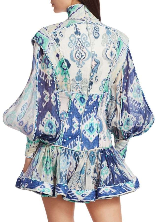 ZIMMERMANN Glassy Long-Sleeve Mini Dress - RRP $1,500