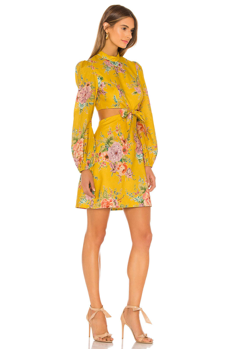 ZIMMERMANN Zinnia Bow Cut Out Short Dress (Yellow) - RRP $595