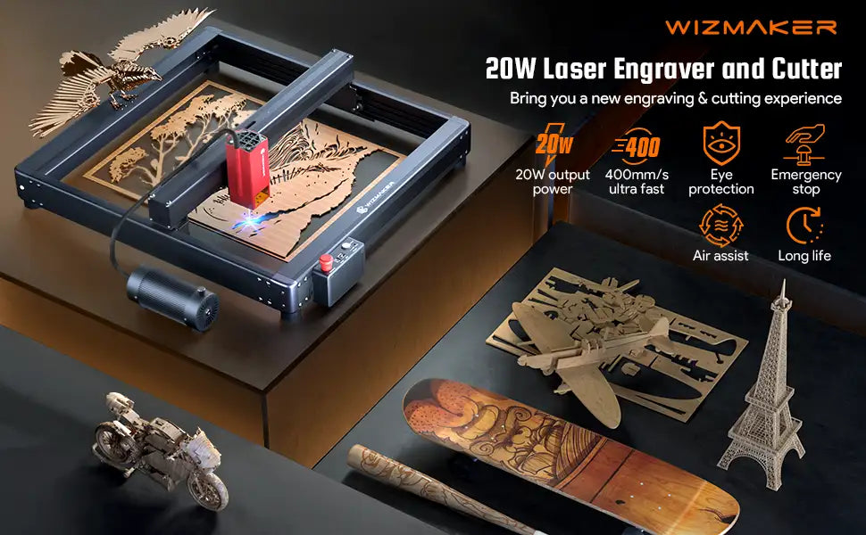  WIZMAKER L1 Laser Engraver, 20W Output Power Laser
