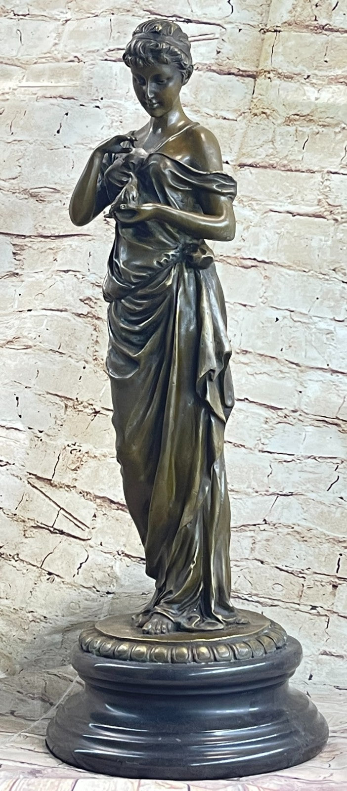 Timeless Beauty: Handmade Bronze Sculpture of a Maiden and Water Jug