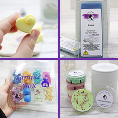 Grid picture showing different types of wax melts available on the shop