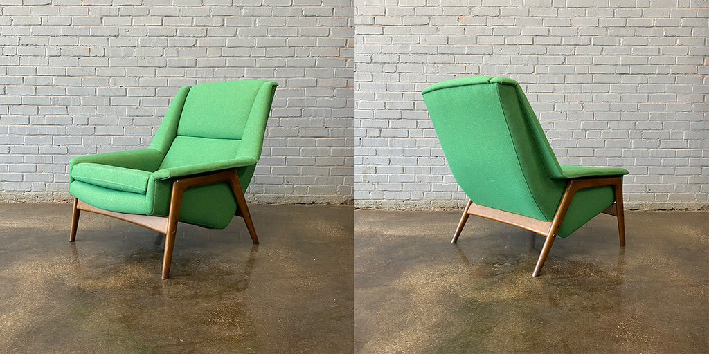 Green lounge chair designed by Folke Ohlsson for DUX