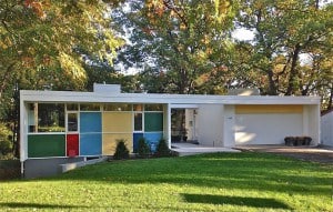  house The use of primary colored panels in Mid century modern architecture are totally influenced by Mondrian.