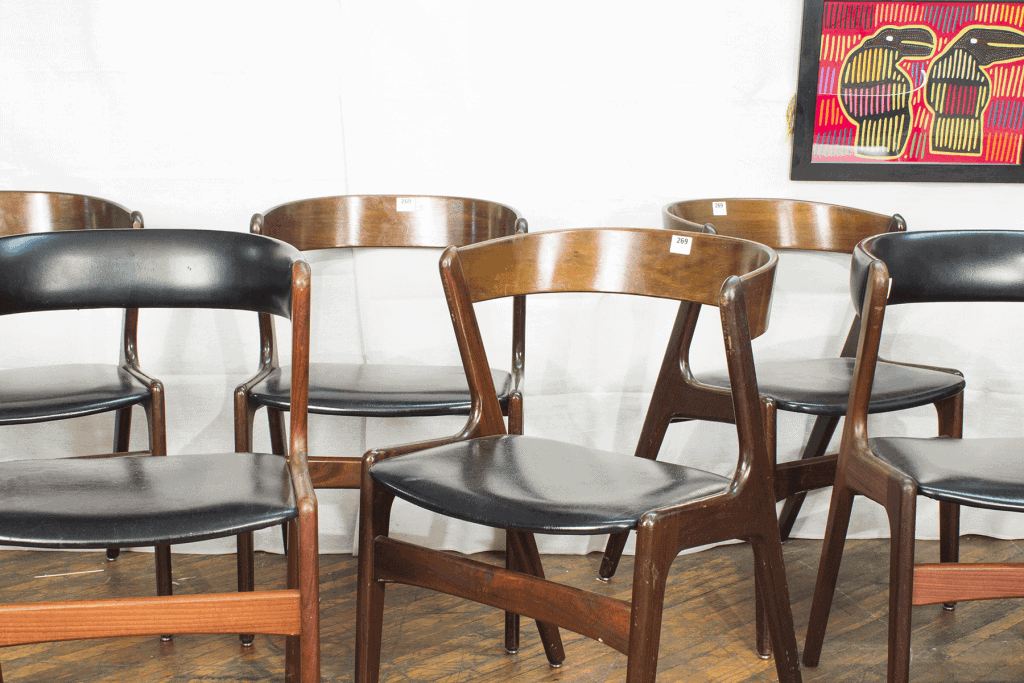 Six of Kristiansen’s round backed dining chairs.