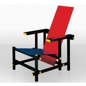 The famous Red and Blue Chair by Gerrit Thomas Rietveld.