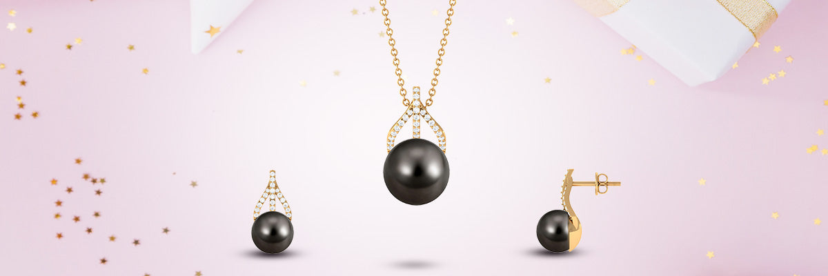 Black Pearl Drop Jewelry Set