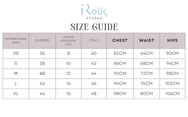 Sizing guide irous