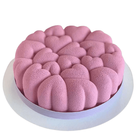 spray velours rose sur entremet