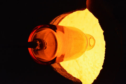 blown glass coloured glass jug