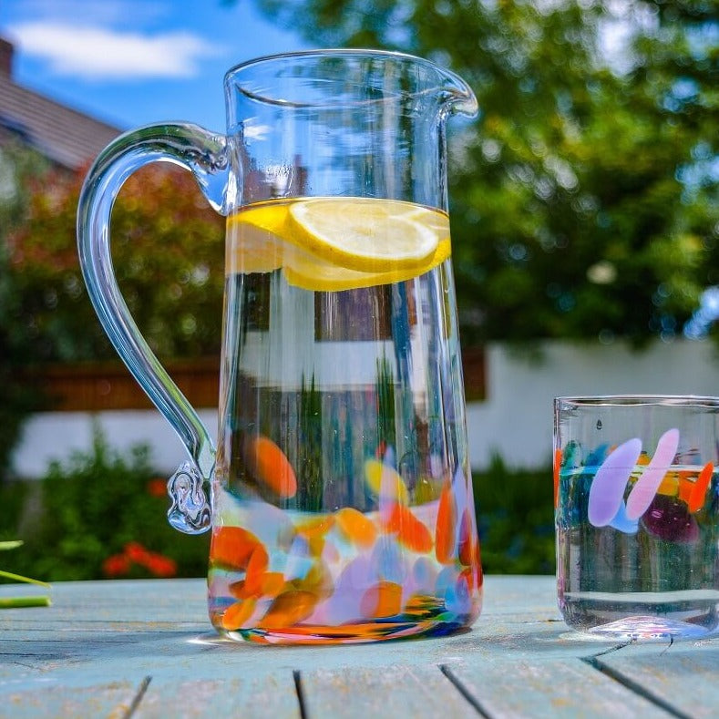 Handmade Clear Glass Round Jug, Jerpoint Glass Studio