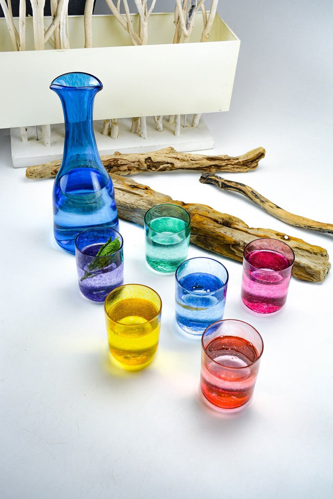 Buy Hand Blown Set of 2 Square Drinking Glasses With Rainbow Online in  India 