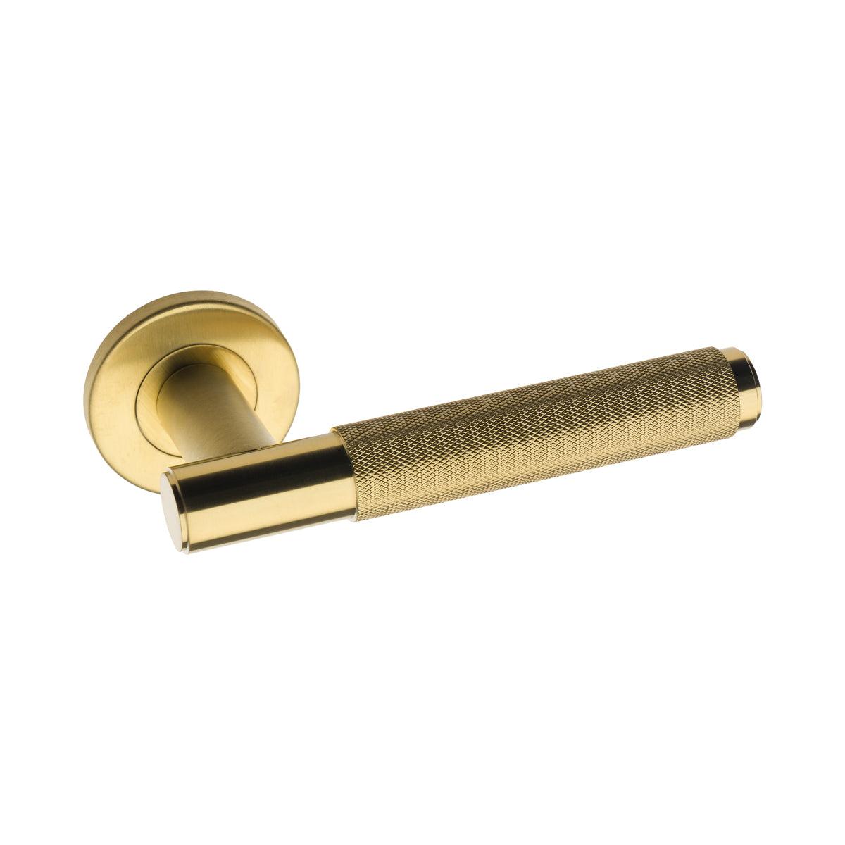 Knurled T Lever On Round Rose Satin Brass