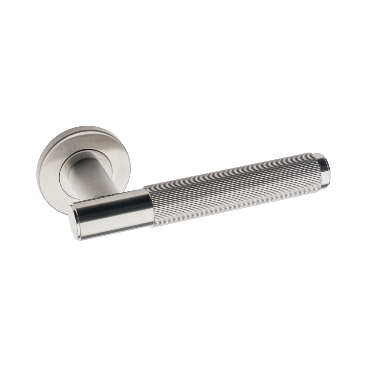 Lines T Lever On Round Rose Brushed Stainless Steel