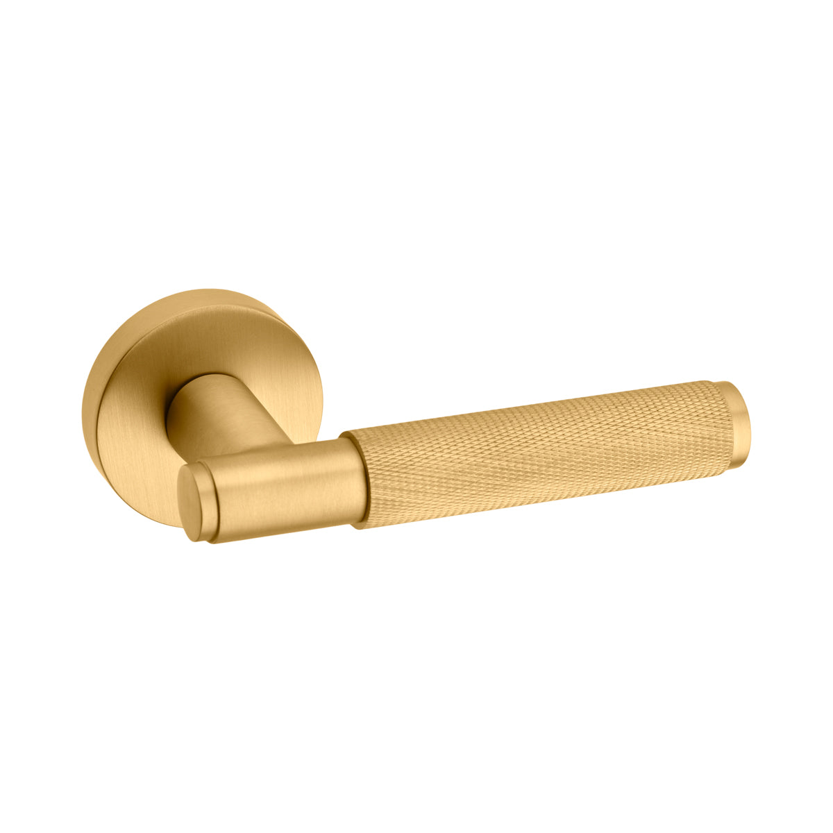 Solid Brass Knurled Lever On Round Rose Satin Brass