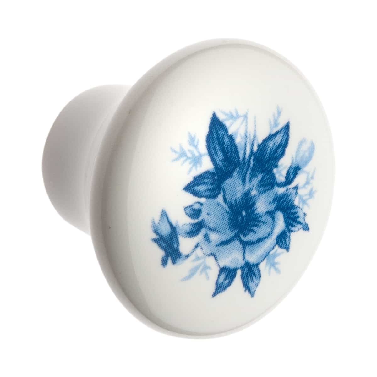 Ceramic Knob With Blue Flower