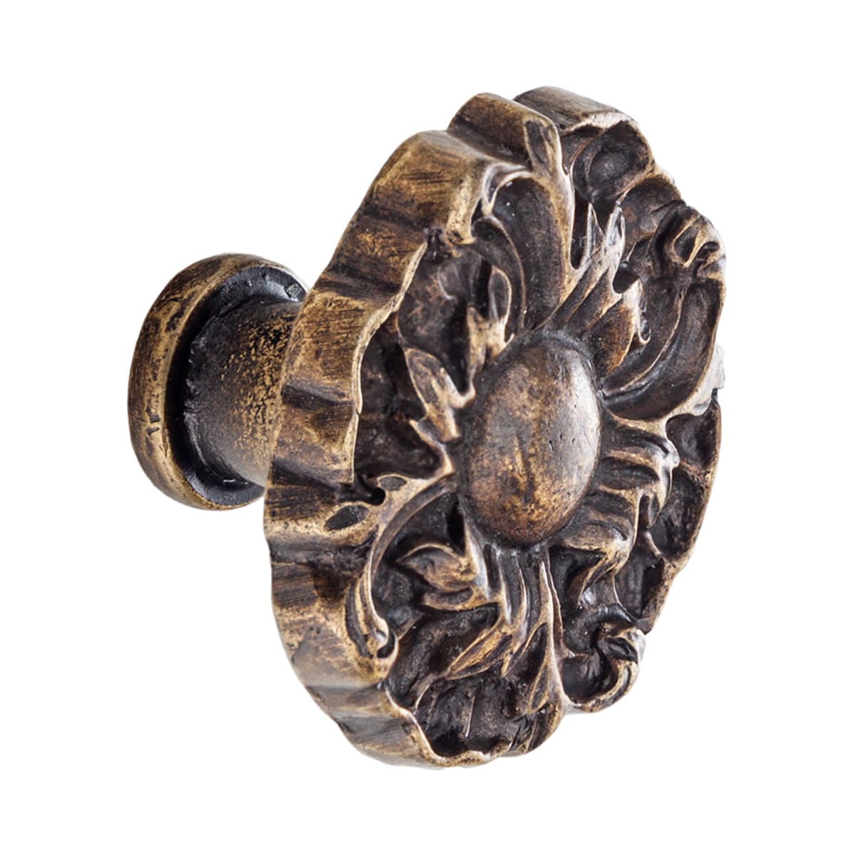 Floral Cabinet Knob Antique Brass