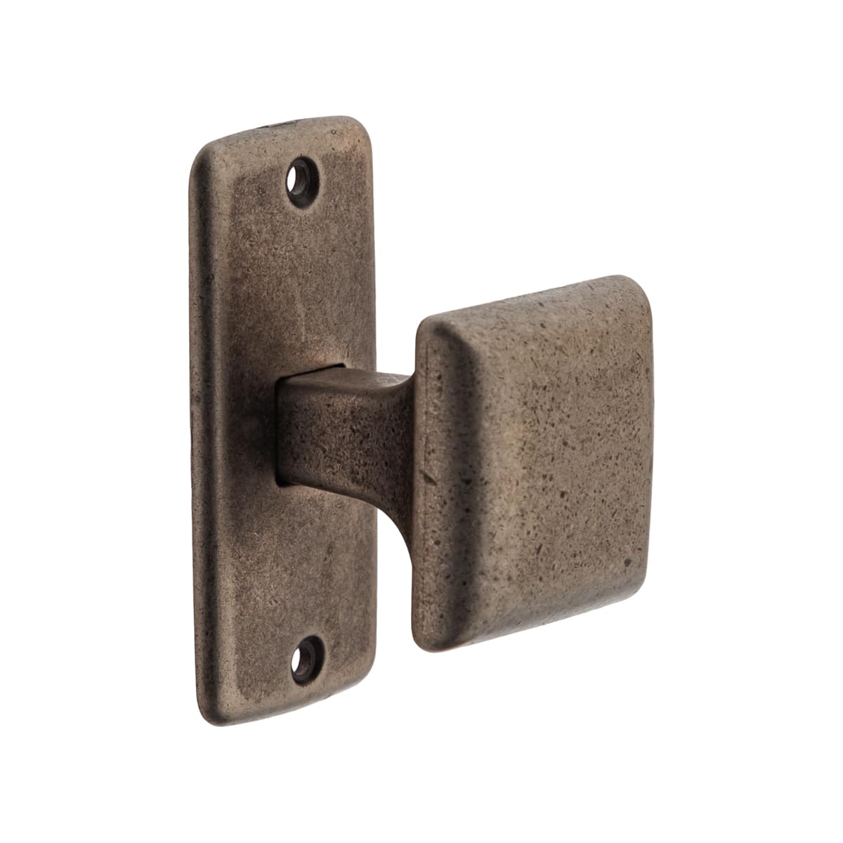 Knob Square  On Backplate Ant Silver
